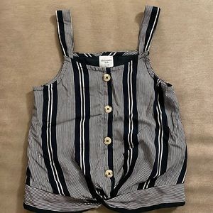 Abercrombie kids girls 11/12 blue striped crop tank shirt with buttons